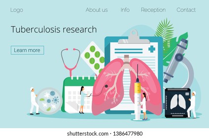 Concept of tuberculosis, pneumonia, lung diagnosis x-ray machine for diagnosis, it is landing page, website, app, banner.