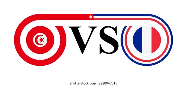 the concept of tunisia vs france. vector illustration isolated on white background