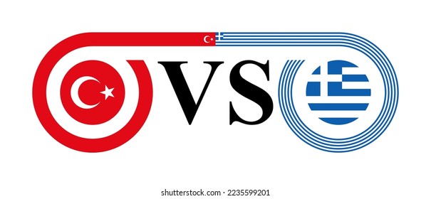  the concept of turkey vs greece. vector illustration isolated on white background