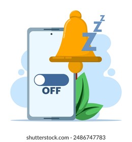 concept of turning off notification messages. do not disturb mode, silent profile on the device. Zero notification, modern graphic element for landing page, ui, etc. flat design vector illustration.