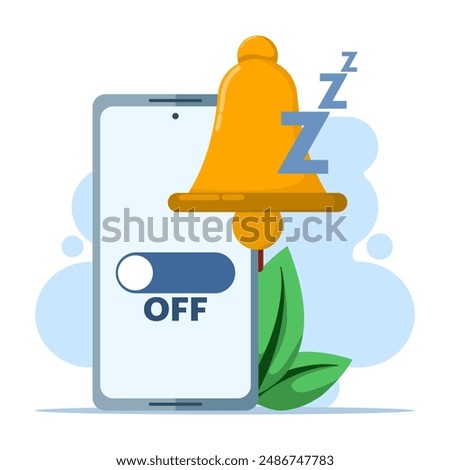 concept of turning off notification messages. do not disturb mode, silent profile on the device. Zero notification, modern graphic element for landing page, ui, etc. flat design vector illustration.