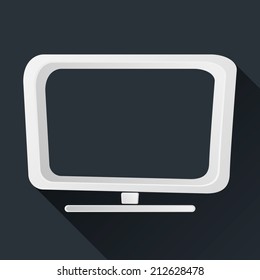 Concept TV Icon, Long Shadows, Vector Illustration