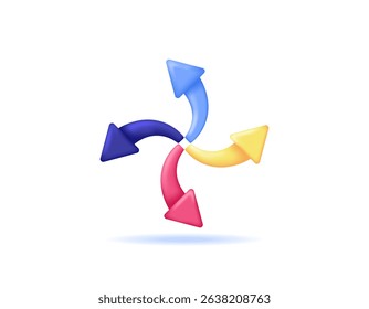 concept of twist, rotation, rotating, refreshing, repeating, replaying, reloading. looping, auto, and synchronization. illustration of a rotating arrow. symbol or icon. minimalist 3d style design
