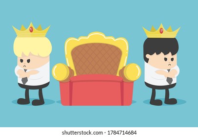 Concept of two businessmen contend for position in the workplace