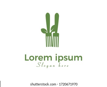 The concept of two forks and leaves. Logo available in vector EPS10