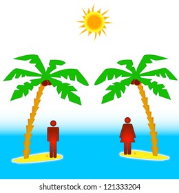 The concept of the two islands with people