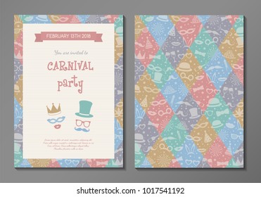 Concept of two sided poster for Carnival Party. Vector.