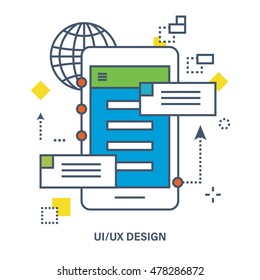 Concept of ui / ux design. Flat Vector illustration. Can be used for banner, business data, web design, brochure template.