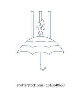 Concept with umbrella flat design. Concept of line icon