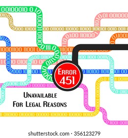 Concept of unavailable for legal reason error message with web traffic lines