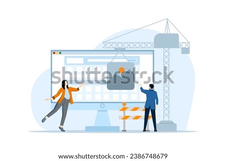 concept under construction, website, people builder website, website development, developer improvement website can be used for, landing page, template, ui, web, mobile app. flat vector illustration.