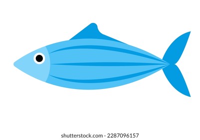 Concept Underwater fishes blue oblong fish. This illustration is a vector flat design depicting an underwater scene with a blue oblong fish as the main focus. Vector illustration.