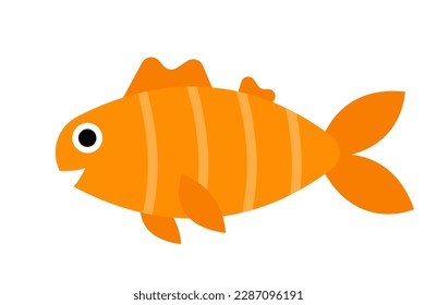 Concept Underwater fishes golden fish. This illustration is a flat vector illustration with a web design concept featuring a golden fish in an underwater setting. Vector illustration.