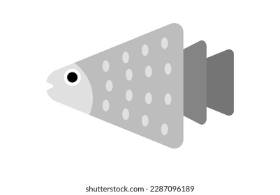 Concept Underwater fishes grey triangle shaped fish. This is an illustration of a grey triangle fish in a flat, web design style. Vector illustration.