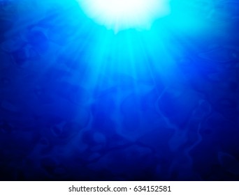 Concept of the underwater world. Texture of water in the ocean and sunlight. vector illustration