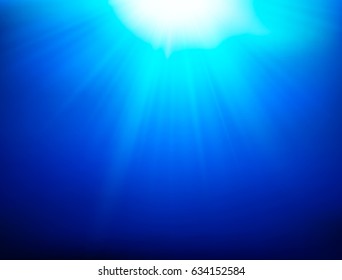 Concept of the underwater world. Texture of water in the ocean and sunlight. vector illustration