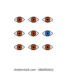 Concept of unique vision, individuality. Metaphor of difference