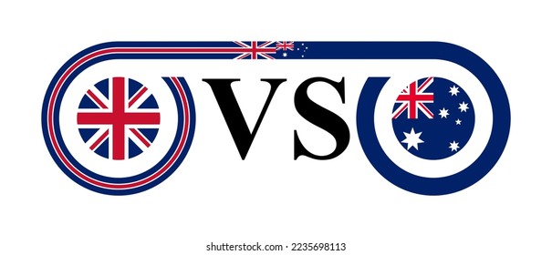 das Konzept des vereinten Königreichs gegen Australien. Vektorgrafik einzeln auf weißem Hintergrund