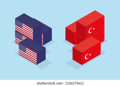 Concept of United States of America and Turkey trade war.