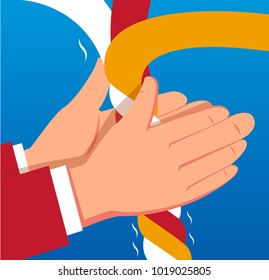 The concept of unity, the businessman twisted the scattered rope into one