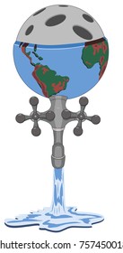 Concept of unreasonable consumption of human resources by planet earth, vector illustration