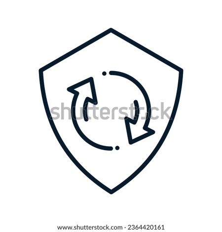 Concept of updating the protection system. Vector linear icon isolated on white background.