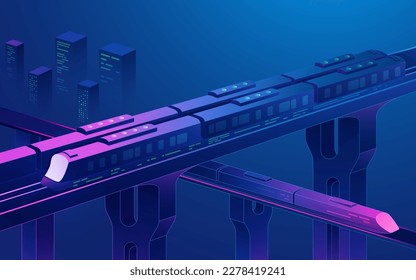 concept of urban transportation or travel technology, graphic vivid sky train 