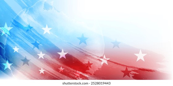 Fondo abstracto de la mancha del grunge de la bandera de Estados Unidos. Diseño de Vector moderno del Día de la Independencia Americana