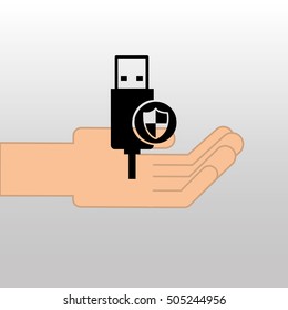 Concept USB protection security data icon design vector illustration
