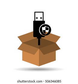 Concept USB protection security data icon design vector illustration