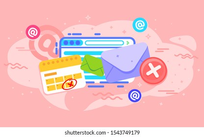 Concept user confirm email 7 days after registration. Vector illustration login, week, web page, social media, screen, mail, email, calendar, cards, net, spider, posters, time to login. - Vector