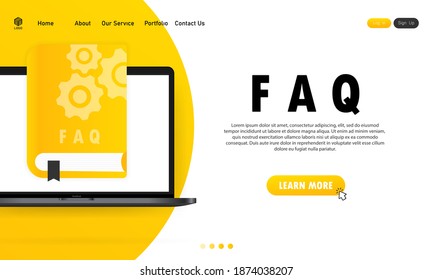 Concept User Guide FAQ book for web page, banner, social media. User Guide book. Vector illustration