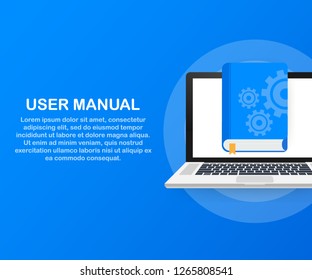 Concept User manual book for web page, banner, social media. Vector stock illustration