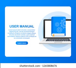 Concept User manual book for web page, banner, social media. Vector stock illustration