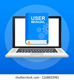 Concept User manual book for web page, banner, social media. Vector stock illustration