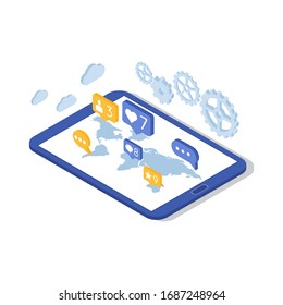 Concept of using a gadget for social media