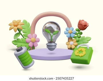 Concept of using green energy. Conservation of natural resources