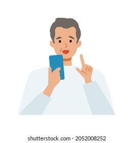 Concepto para usar smartphone. Hombre hablando en el smartphone. Ilustración plana vectorial.																			
