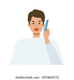 Concept for using smartphone. Man talking on the smartphone. Vector flat illustration.																			