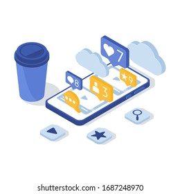 Concept of using a smartphone for social media