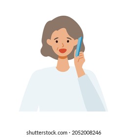 Concept for using smartphone. woman talking on the smartphone. Vector flat illustration.																			