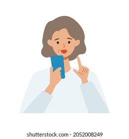 Concept for using smartphone. woman talking on the smartphone. Vector flat illustration.																			