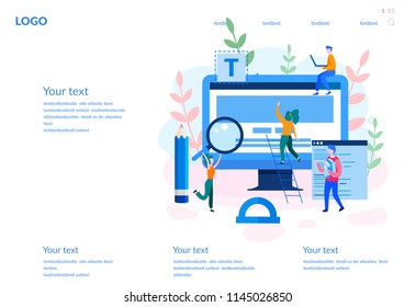 Concept Ux User Experience Development Design Usability Improve software develop company. UI Interface experiment design improve Vector illustration project guide build Web app Computer, responsive. 