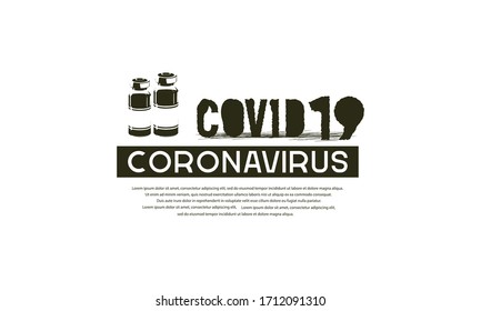 The concept of vaccination. A bottle or flask containing a vaccine against an epidemic or virus.Vector black and white illustration of a medical flask or bottle.