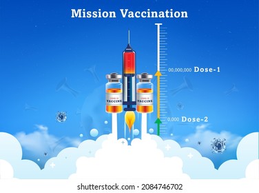 concept of vaccination target or vaccination speed meter race from louch time and infographic design