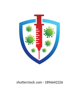 concept of vaccine logo with shield