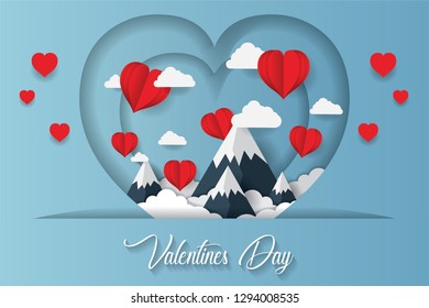 Concept of Valentine's Day, Art paper flying heart balloons. vector illustration. Wallpapers, leaflets, invitations, posters, brochures, banners. EPS 10