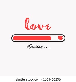 Concept Valentine's day card  design with loading bar and heart for design.  Vector illustration.