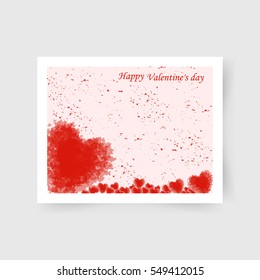 The concept of Valentine's Day. design for  card with hand drawn  Flying red hearts on pink background. Vector Illustration.