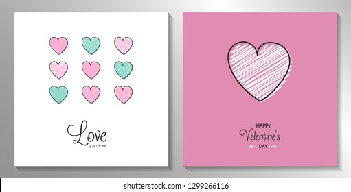 Concept of a Valentine's Day greeting card collection. Vector